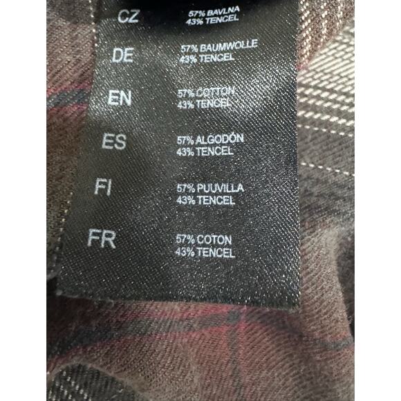 Mens Plaid Flannel Shirt pearl snaps Button Up Long Sleeve Western Gray Red - Picture 7 of 9